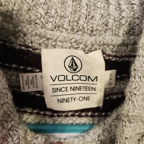 VOLCOM COLD DAZE SWEATER KNIT DRESS HEATHER GREY/WINE MOCKNECK WOMENS SZ S  EUC - Picture 5 of 14